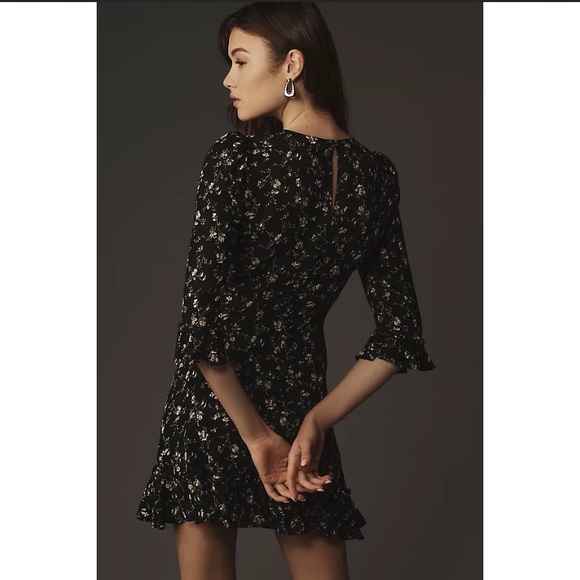 Reformation Doutzen Floral Ruffle Trim Mini Dress Size 12 - Picture 4 of 13